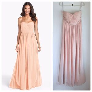 BHLDN Jenny Yoo Collection Aidan Convertible Strapless Chiffon Gown Blush Pink 8